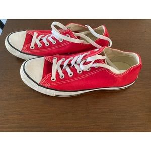Red Converse- womens size 9 mens size 7. Worn a handful of times.